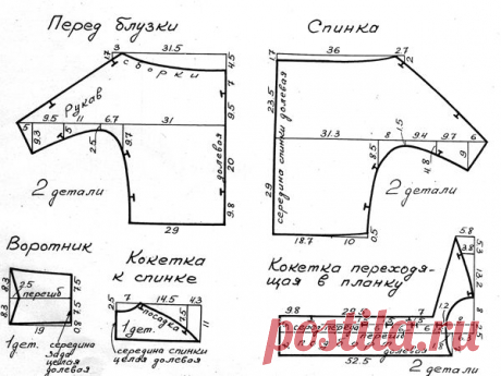 Цветные кокетки и вставки на блузках — Рукоделие