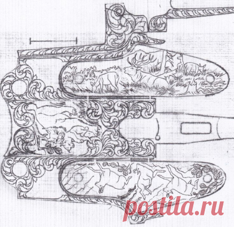 Гравировка. Эскиз. Затворная коробка.