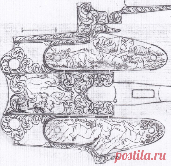 Гравировка. Эскиз. Затворная коробка.