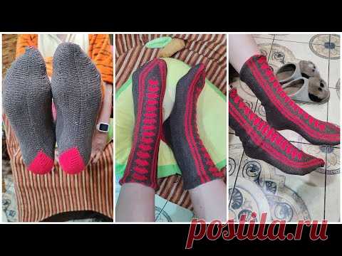Носки поперечным вязанием на любой вязальной машине