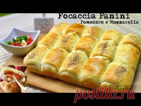 FOCACCIA PANINI POMODORO E MOZZARELLA SOFFICISSIMA ricetta facile FOCACCIA TOMATO AND MOZZARELLA