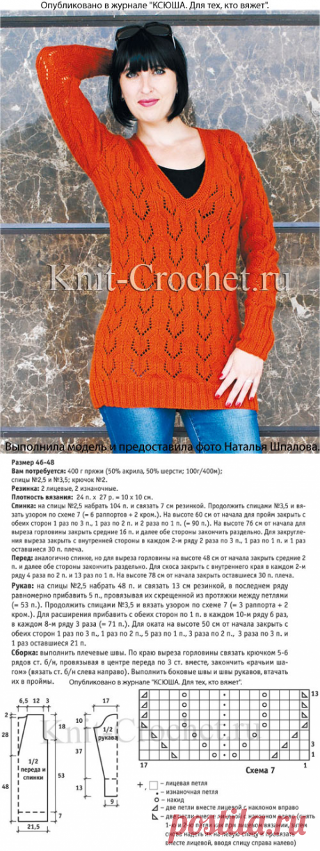 Женский пуловер удлиненный, связанный спицами. - Пуловеры женские спицами - Вязание спицами - Каталог статей - Вязание спицами и крючком