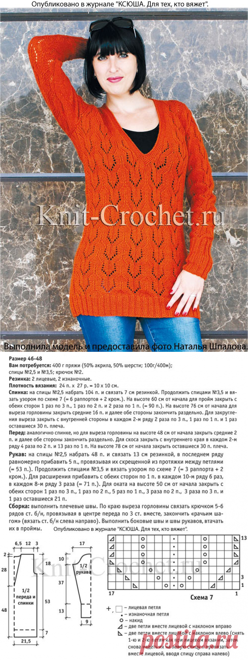 Женский пуловер удлиненный, связанный спицами. - Пуловеры женские спицами - Вязание спицами - Каталог статей - Вязание спицами и крючком