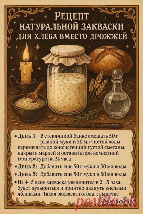 Рецепт натуральной закваски для хлеба вместо дрожжей