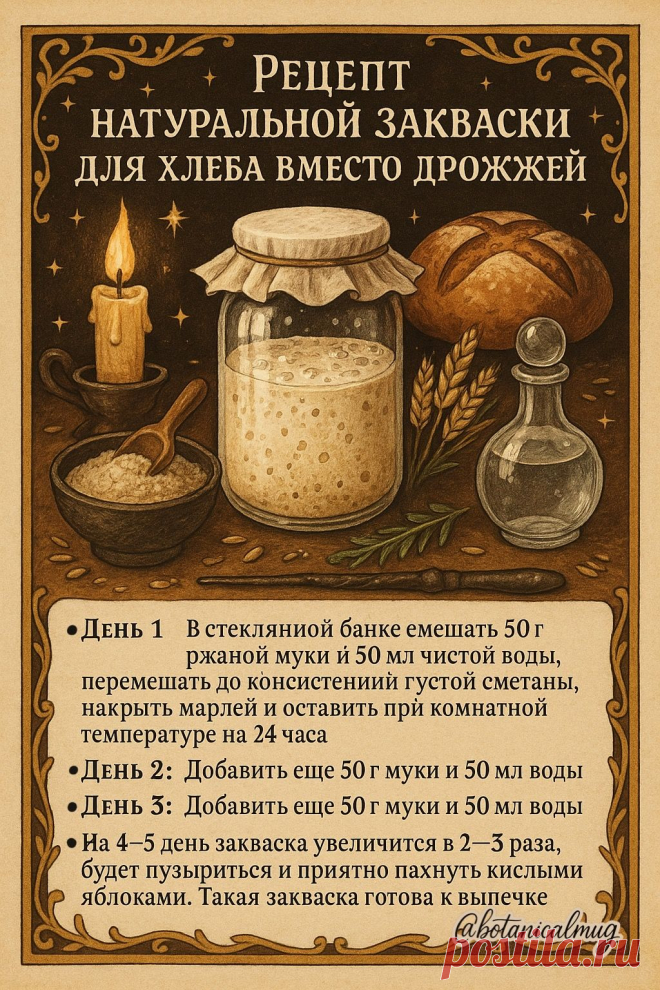 Рецепт натуральной закваски для хлеба вместо дрожжей