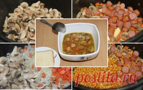 Гороховый суп с сосисками в мультиварке