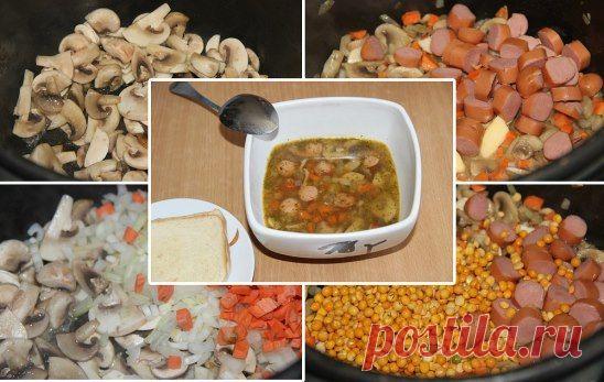 Гороховый суп с сосисками в мультиварке