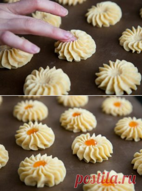 Печенье «Курабье» 

=Очень вкусные печенюшки. Влегкую готовятся всего за 20 минут! 
=Ингредиенты: Масло сливочное (размягченное) — 100 г Сахарная пудра — 50 г Мука — 150 г Яйца куриные — 1 шт. Джем (абрикосовый) — по вкусу