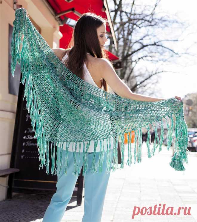 Филейная шаль с розами - схема вязания крючком. Вяжем Шали на Verena.ru