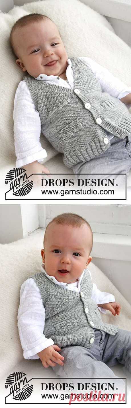 Трикотажные КАПЛИ жилет с V-образным вырезом и рельефной в &quot;Baby Merino&quot;. ~ КАПЛИ дизайн
