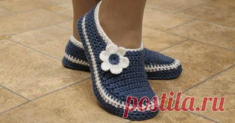 Тапочки домашние на войлочной подошве с цветком