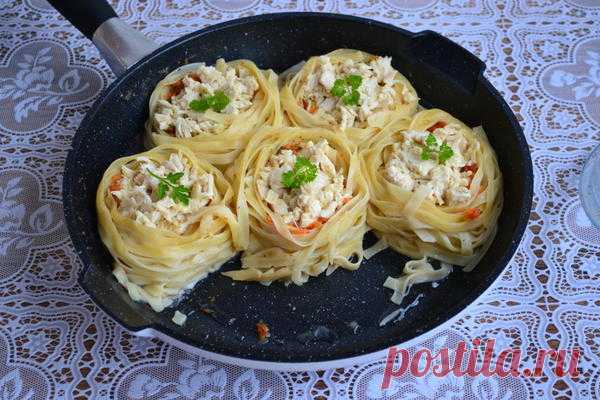 «Гнезда» с фаршем и овощами