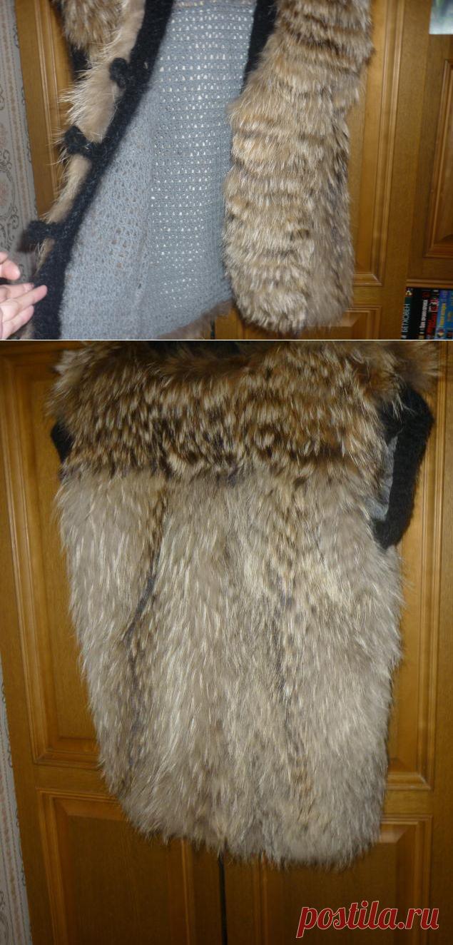 МЕХОВОЙ ЖИЛЕТ С НАШИТЫМИ ПОЛОСКАМИ