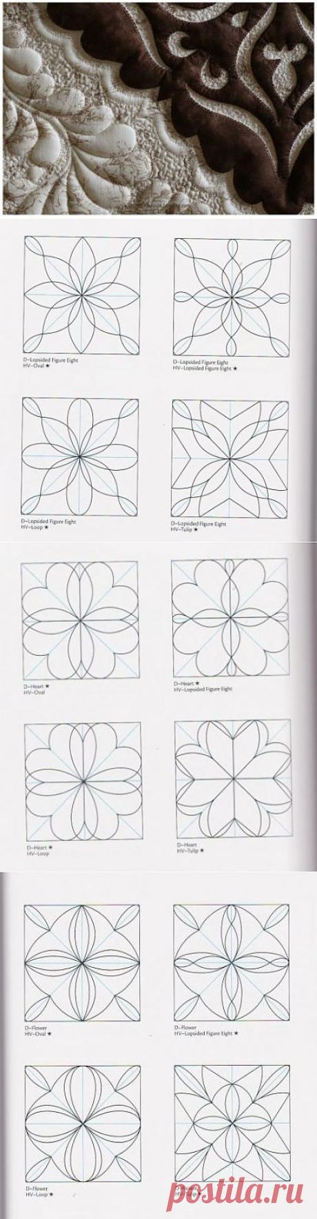 Различные схемы пэчворк стежек для шитья