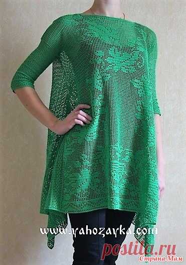 Виноградная лоза. Ажурная туника в филейной технике.