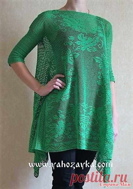Виноградная лоза. Ажурная туника в филейной технике.