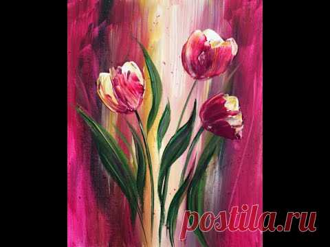 Easy Painting/Tulips Abstract/Acrylic Painting/Einfach Malen/Tulpen Abstract/Acrylmalerei/V333