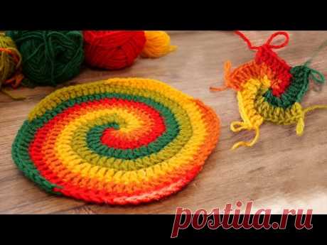 Спиральный ковер крючком 🌈 Crochet spiral carpet 🌀