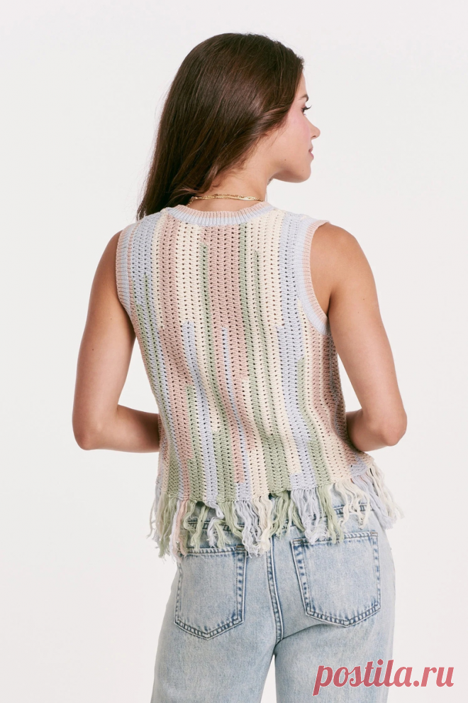 Новые вязаные топы, безрукавки и прочее (подборка № 1 за апрель со схемами) | Вязание спицами LenkomKnit | Дзен