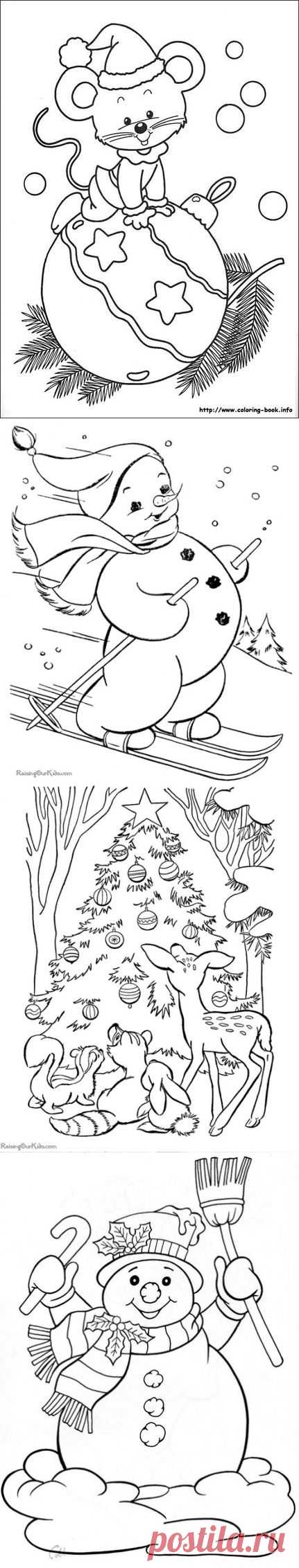 Новогодние зимние раскраски