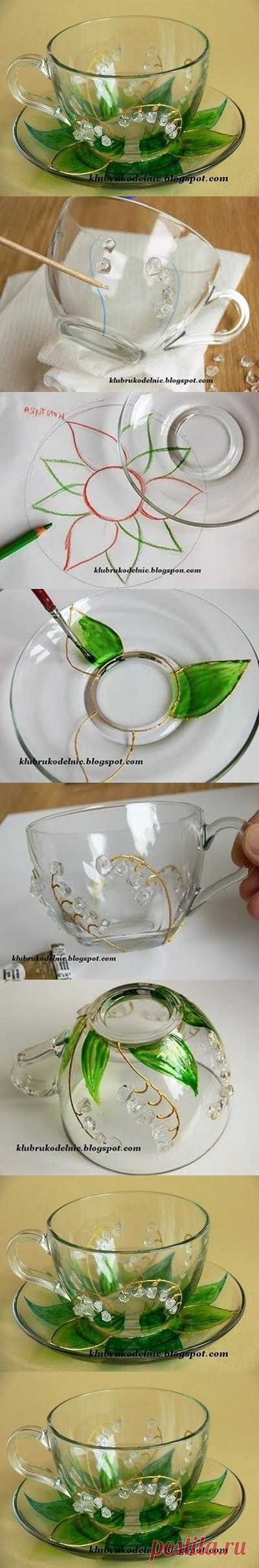 how to DIY Floral Painted Glass Cup Set