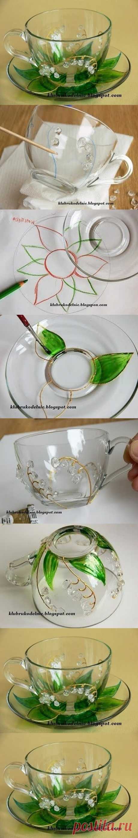 how to DIY Floral Painted Glass Cup Set