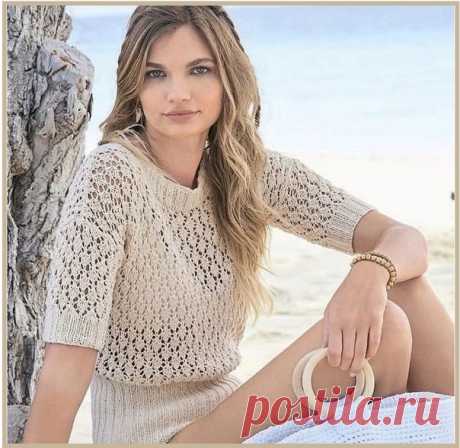 Джемпер спицами ажурным узором
#джемпера_спицами