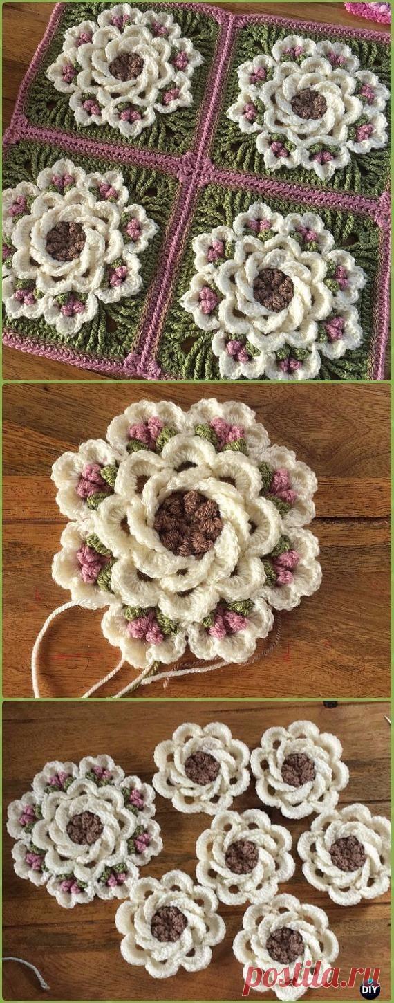 Вязание крючком Тропический наслаждение Квадратный свободный узор - Вязание крючком Бабушка Квадрат Бесплатные шаблоны