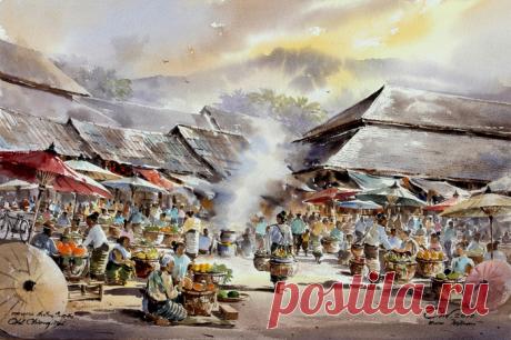 Акварели. Тайский художник Танакорн Чаиджинда (Thanakorn Chaijinda)