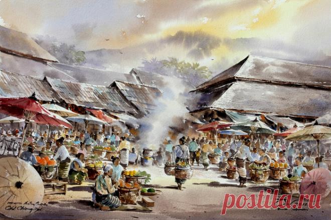 Акварели. Тайский художник Танакорн Чаиджинда (Thanakorn Chaijinda)