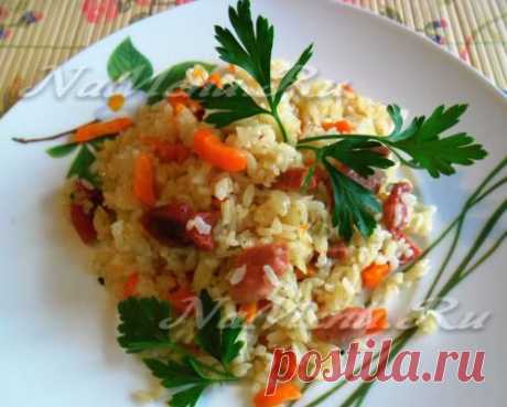 Плов в микроволновки с сардельками