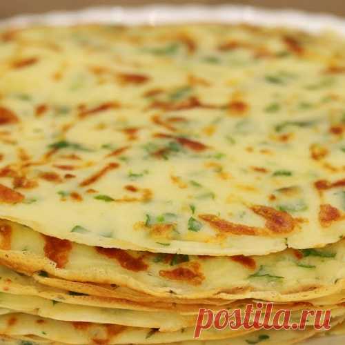 Сырные блины с зеленью - просто, сытно и очень вкусно!