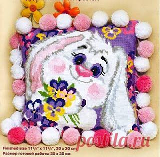 Бесплатные Схемы Вышивки Крестом и Бисером: Схема вышивки крестом подушки "Зайка"