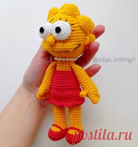 PDF Лиза Симпсон крючком. FREE crochet pattern; Аmigurumi doll patterns. Амигуруми схемы и описания на русском. Вязаные игрушки и поделки своими руками #amimore - кукла, куколка, девочка, Симпсоны, The Simpsons.