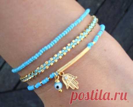 Evil Eye Beaded Hamsa Bracelet - Friendship Bracelet