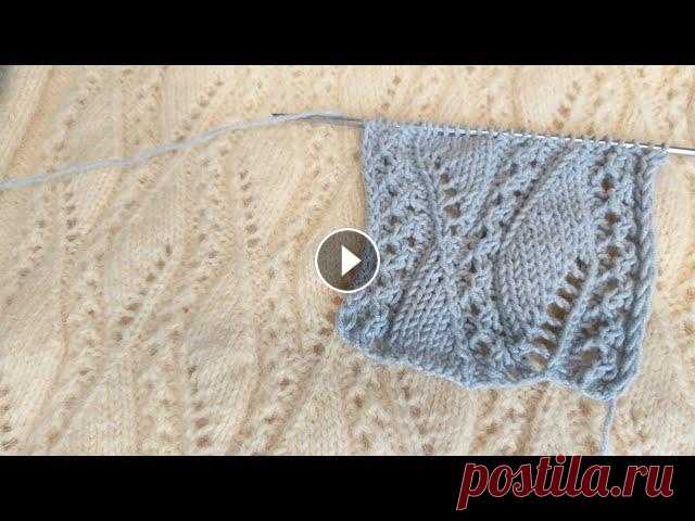 Красивый ажурный узор листья / ромбы. Вязание спицами и схема узора. Красивый ажурный узор листья / ромбы. Вязание спицами и схема узора. Плотный узор со снятыми петлями Узор гирлянда Геометрический узор Узор пышные лис...
