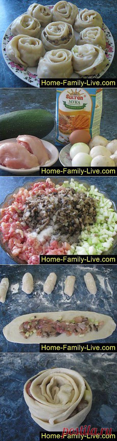 Кулинарные рецепты Манты розочки - пошаговый фоторецепт - блюдо на пару