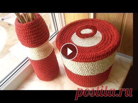 Корзина из ниток и пластика. Поделки из всякой всячины своими руками для дома Видеоурок "Корзина из ниток и пластика" в рубрике "Поделки своими руками из всякой всячины для дома" - подробный мастер класс по и...