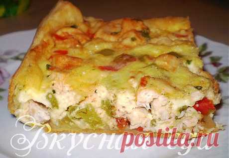 Пирог заливной с курицей - рецепт пирога с курицей на слоеном тесте - Вкусная еда