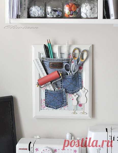 Полезные домашние органайзеры из джинсовых кармашков. Идеи, мастер-классы.