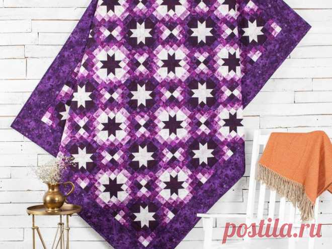 Twinkling Stars Purple Quilt Kit by Monique Dillard featuring Boundless Blenders Botanicals Fabric | Craftsy