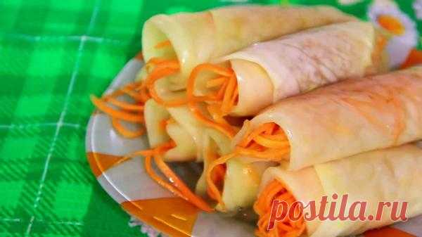 Маринованные капустные рулетики с морковью: пошаговый рецепт с фото