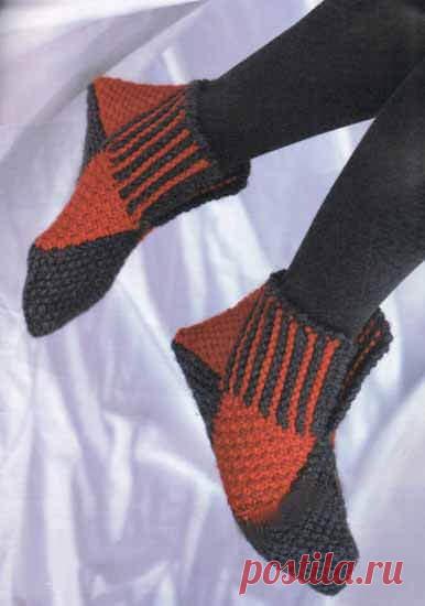 Вязание тапочек спицами с описанием (для начинающих)