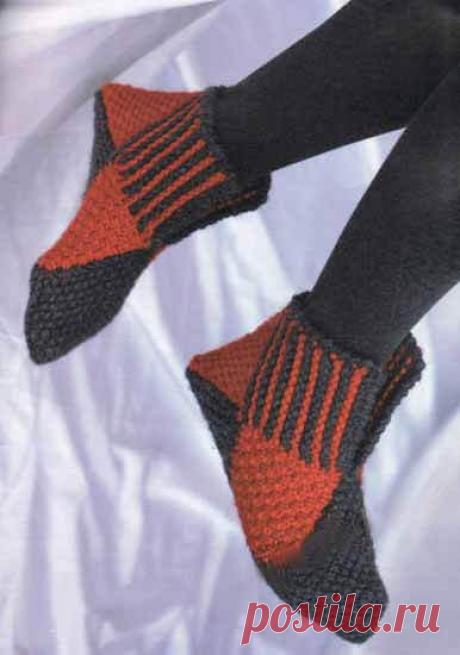 Вязание тапочек спицами с описанием (для начинающих)