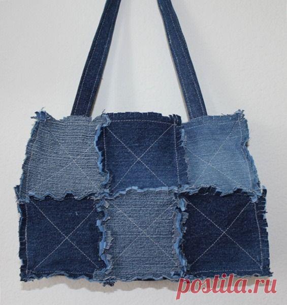 Bag of old jeans tutorial. Сумка из старых джинс ~