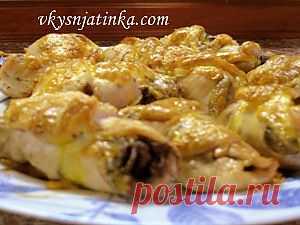 Куриные рулетики с шампиньонами - рецепт с фото