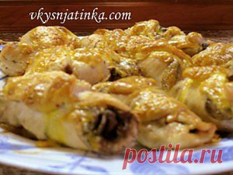 Куриные рулетики с шампиньонами - рецепт с фото