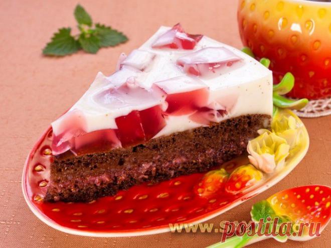 Шоколадный торт с молочно-клубничным желе от Анастасии Скрипкиной