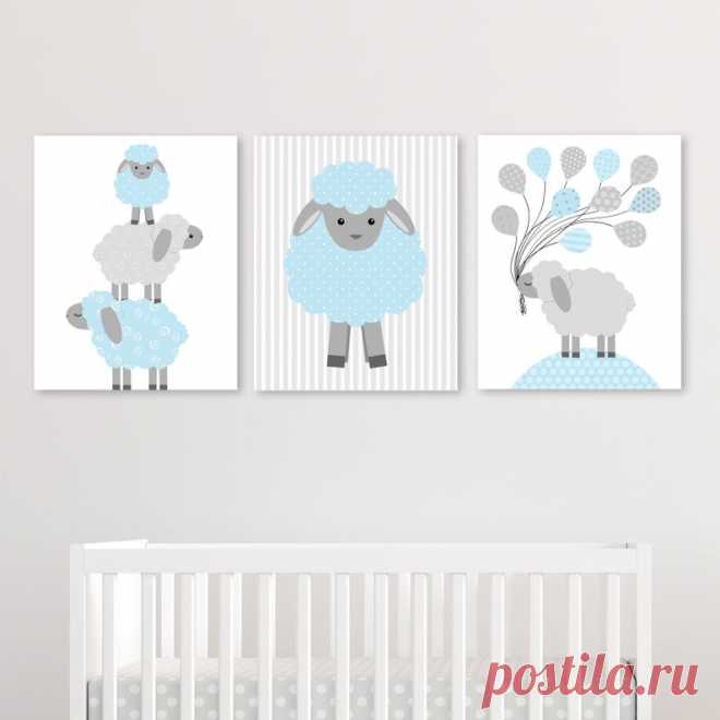Lamb Nursery Decor Sheep Wall Art Baby Boy Decor Boy Wall | Etsy