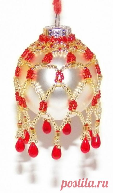 Как обвязать бисером новогодний шар